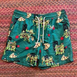 OPPOSUITS TEENAGERS MUTANT NINJA TURTLE PIZZA SWIM TRUNKS SHORTS
